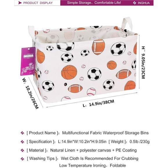 Rectangular Storage Basket Fabric Organizer Bin for Toys,Books,Clothes - Picture 3 of 8